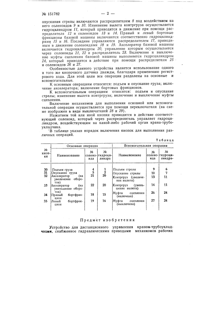 Устройство для дистанционного управления краном- трубоукладчиком (патент 151782)