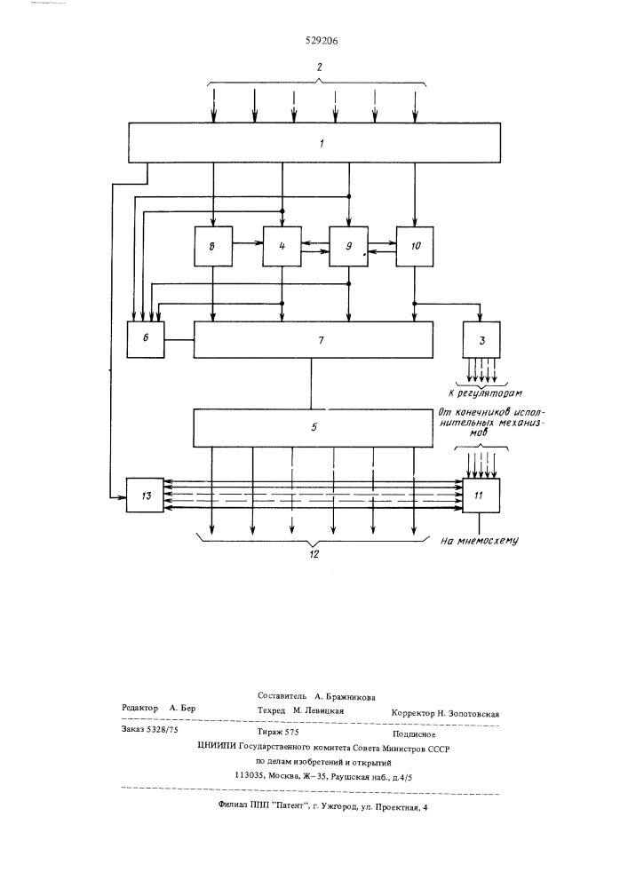 Пневматическое управляющее устройство (патент 529206)