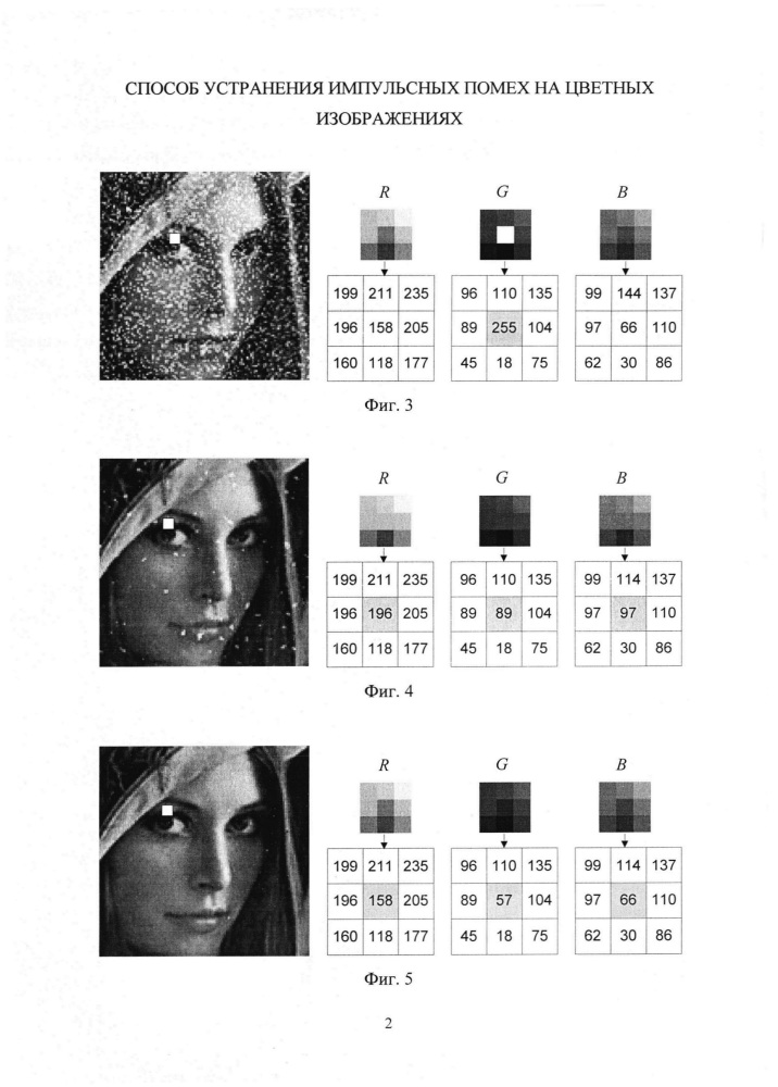 Способ устранения импульсных помех на цветных изображениях (патент 2618390)