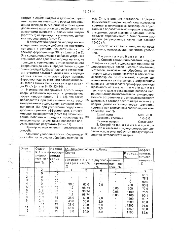Способ кондиционирования водорастворимых солей (патент 1813714)