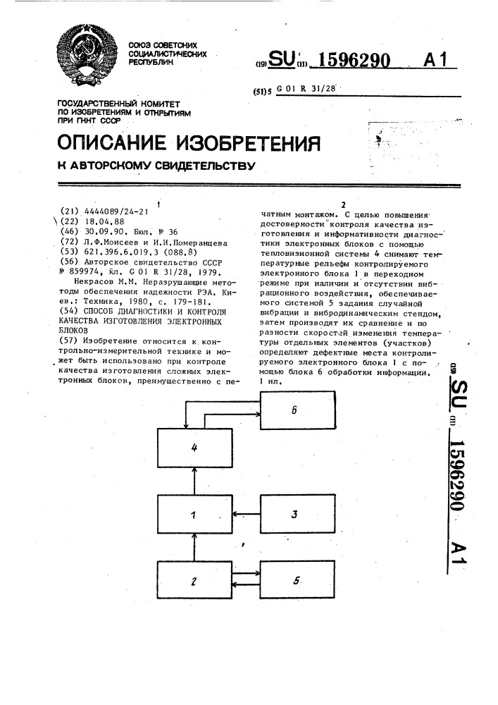 Способ диагностики и контроля качества изготовления электронных блоков (патент 1596290)