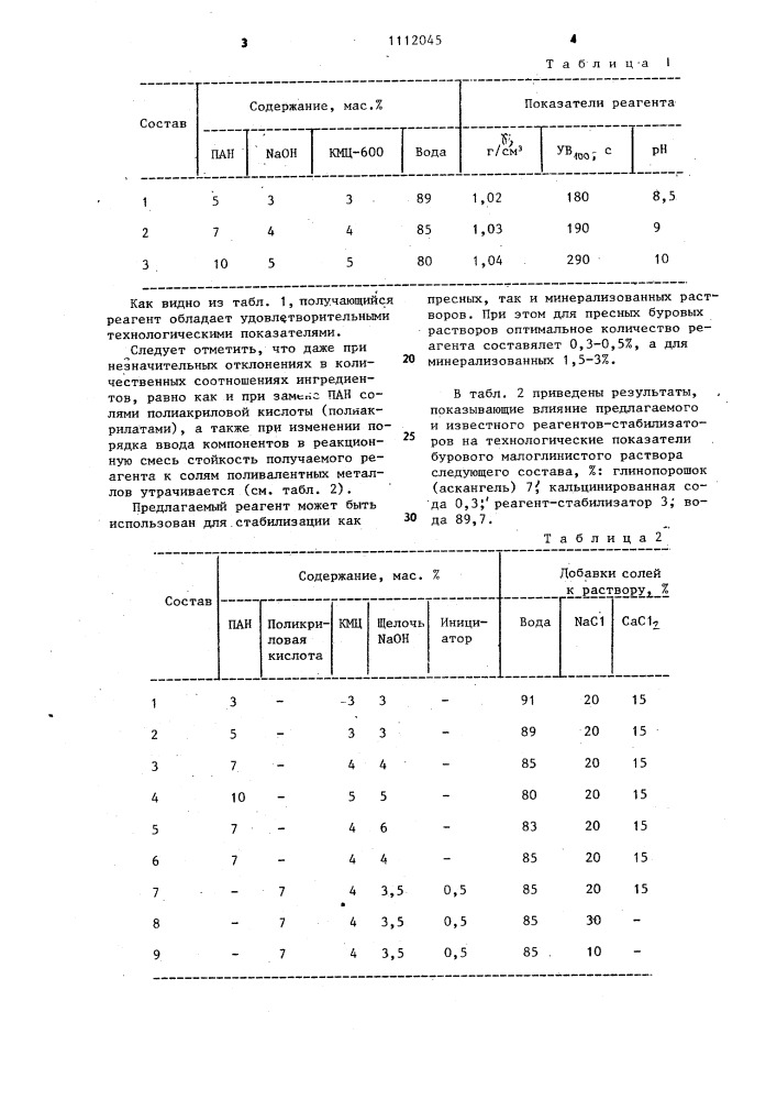 Реагент-стабилизатор буровых растворов и способ его получения (патент 1112045)