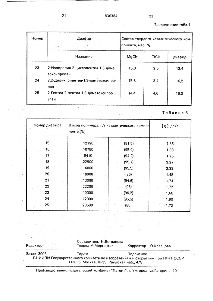 Твердый каталитический компонент для полимеризации олефинов и катализатор полимеризации олефинов (патент 1836384)