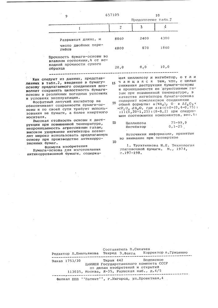 Бумага-основа для изготовления антикоррозионной бумаги (патент 657105)