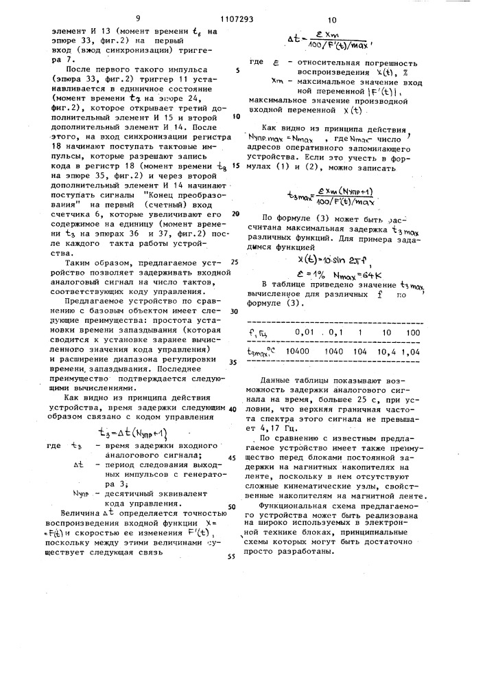 Формирователь сложной функции (патент 1107293)