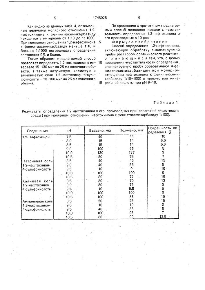 Способ определения 1,2-нафтохинона (патент 1748028)