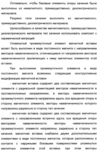 Способ магнитной разгрузки тел качения от действия центробежных сил в опорах вращения и опора вращения для его осуществления (варианты) (патент 2348839)