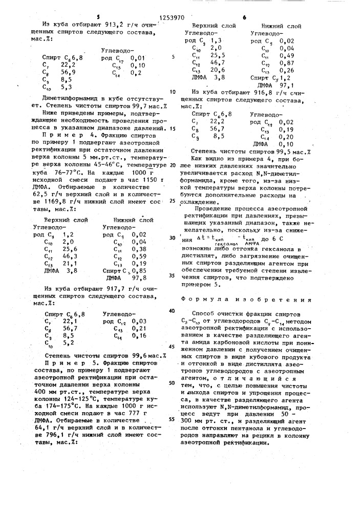 Способ очистки фракции спиртов @ - @ от углеводородов @ - @ (патент 1253970)
