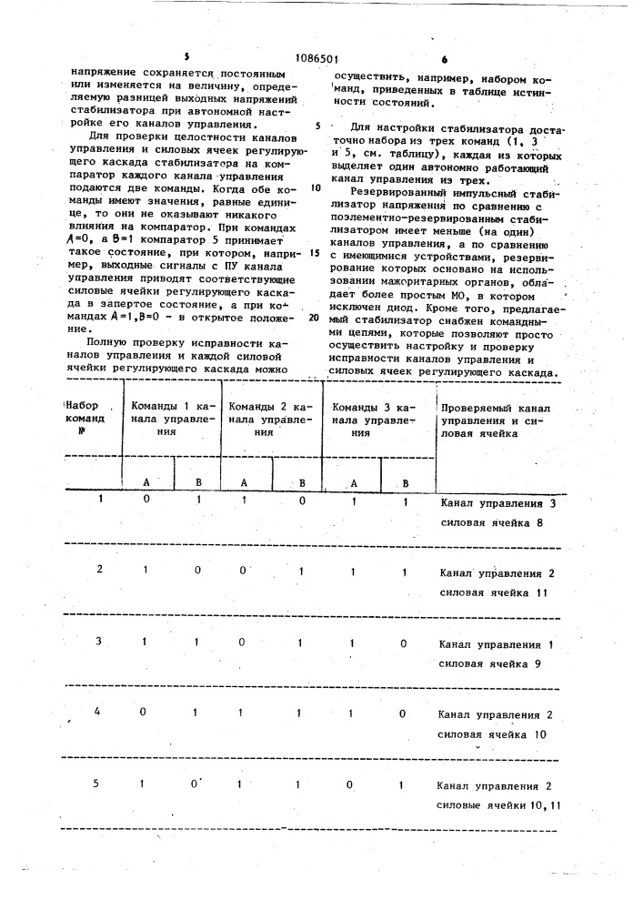 Импульсный резервированный стабилизатор напряжения (патент 1086501)