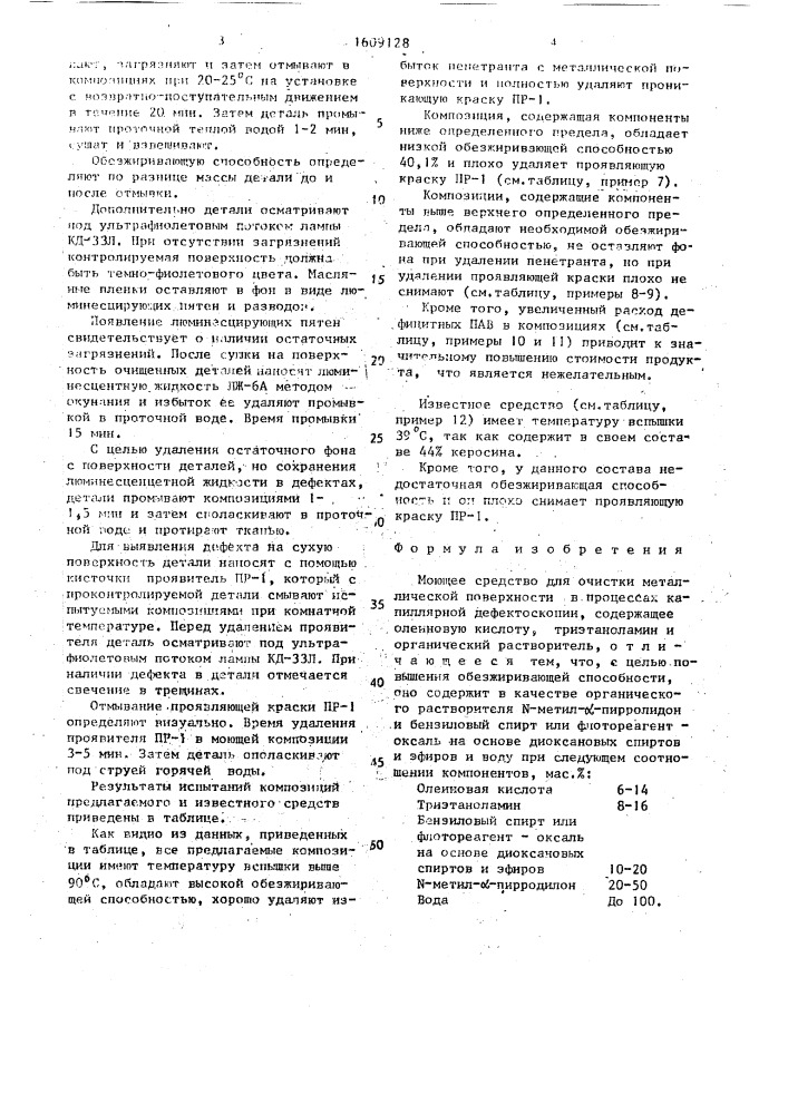 Моющее средство "люманол" для очистки металлической поверхности (патент 1609128)