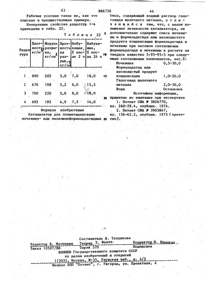 Катализатор для поликонденсации мочевино или меламино- формальдегидных смол (патент 886726)