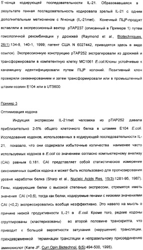 Продуцирование il-21 в прокариотических клетках-хозяевах (патент 2354703)