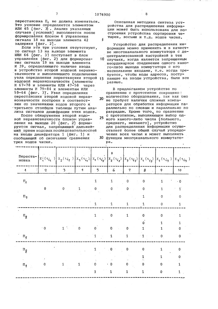 Устройство для распределения информации (патент 1076900)