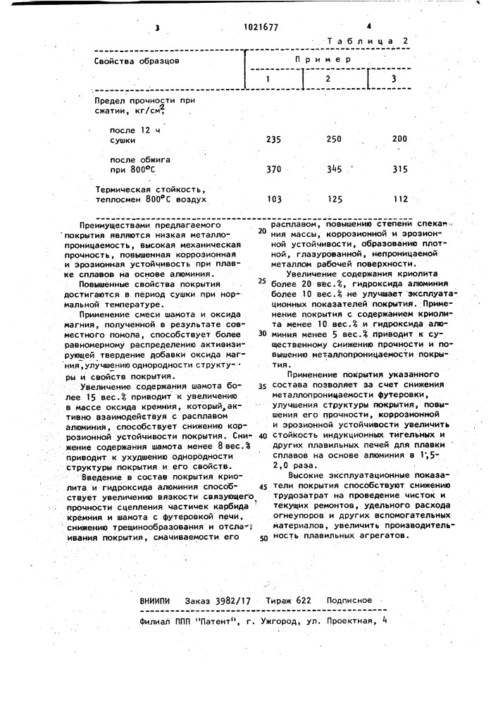 Огнеупорное покрытие (патент 1021677)