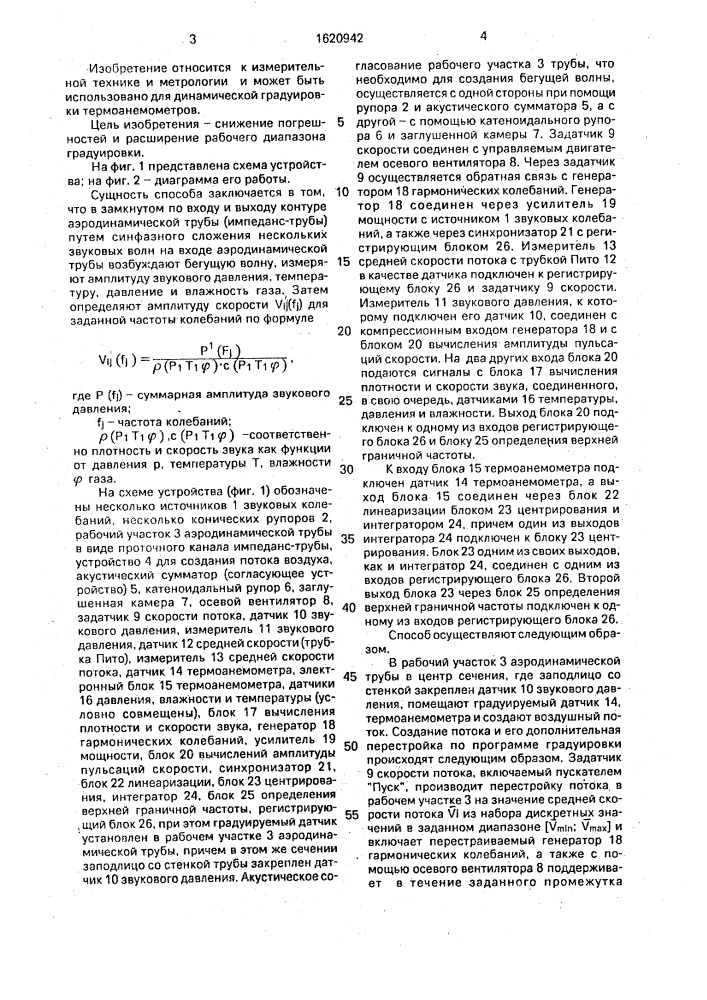 Способ динамический градуировки датчиков термоанемометров и устройство для его осуществления (патент 1620942)