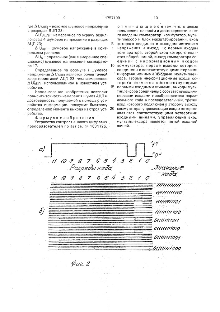 Устройство контроля аналого-цифровых преобразователей (патент 1757100)