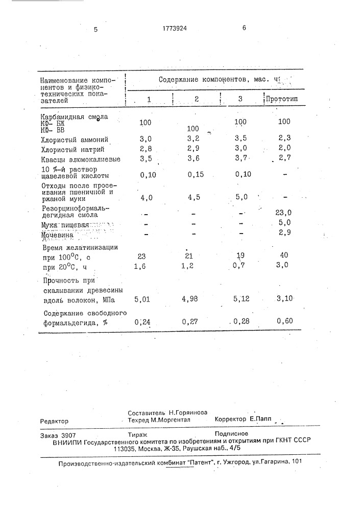 Клеевая композиция для склеивания древесины в поле токов высокой частоты (патент 1773924)