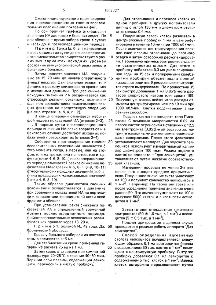 Способ прогнозирования гнойно-воспалительного осложнения у хирургических больных (патент 1802327)