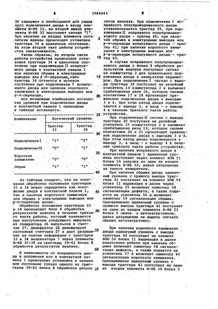 Устройство для контроля полупроводниковых диодов (патент 1064243)