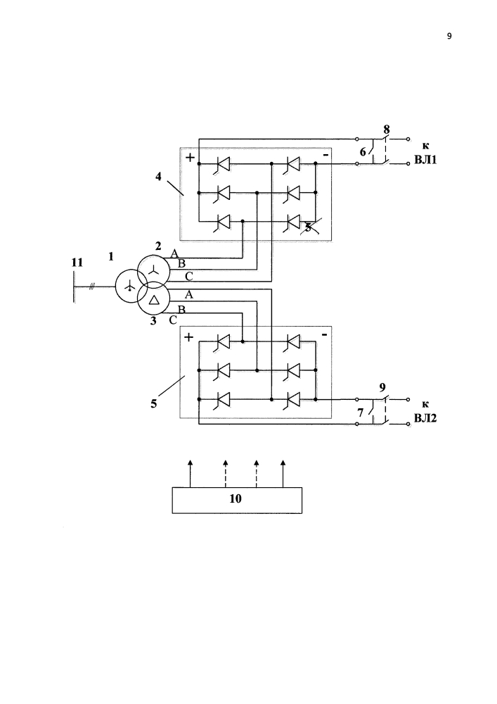 Комбинированное устройство компенсации реактивной мощности и плавки гололеда на основе управляемого шунтирующего реактора-трансформатора (патент 2621068)