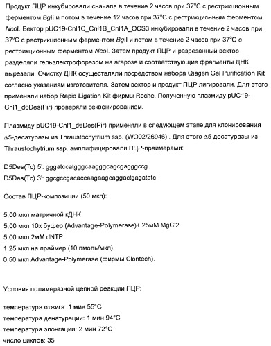 Способ получения полиненасыщенных жирных кислот в трансгенных растениях (патент 2449007)