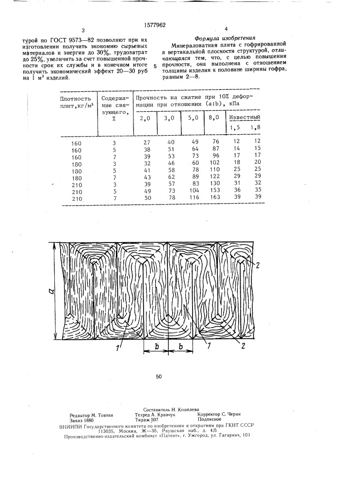 Минераловатная плита (патент 1577962)