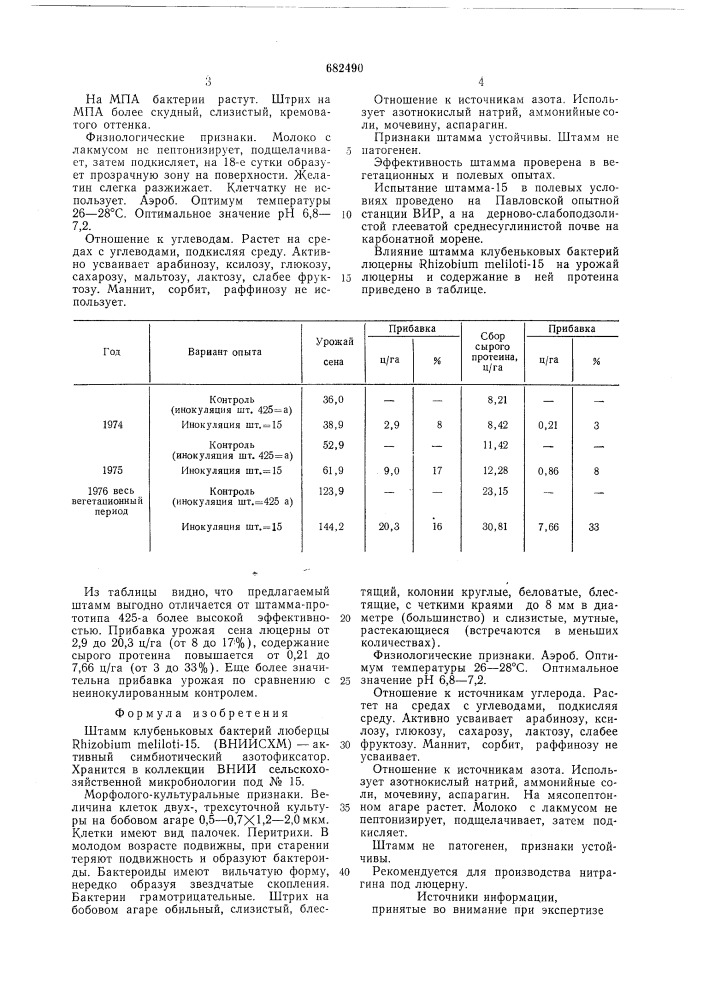 Штамм клубеньковых бактерий люцерны -15(вниисхм)-активный симбиотический азотофиксатор (патент 682490)