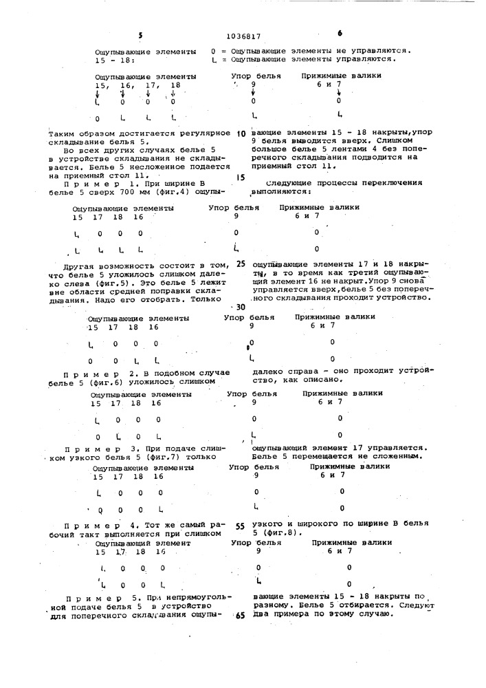 Устройство для складывания белья (патент 1036817)