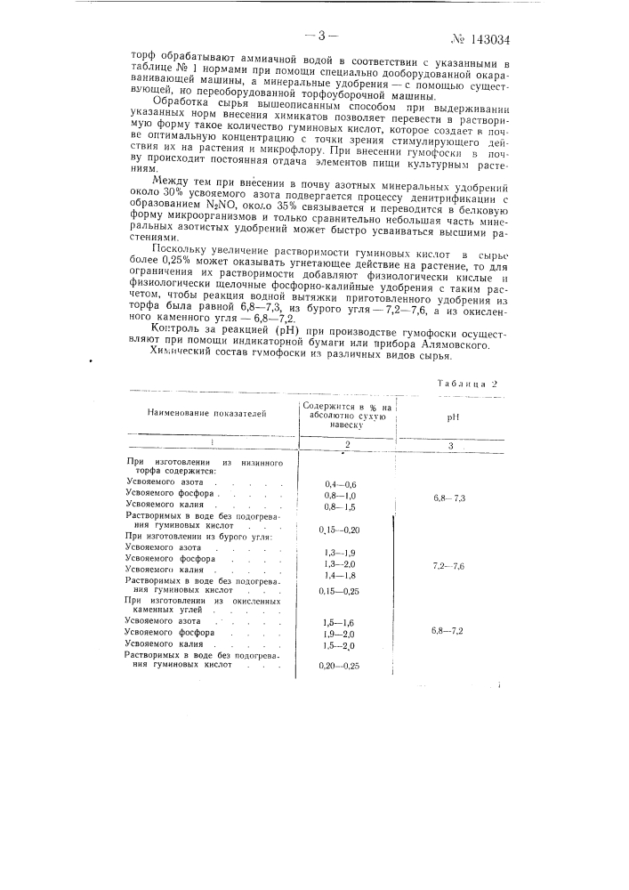 Способ приготовления органо-минерально-гуминовых удобрений, например, гумофоски (патент 143034)