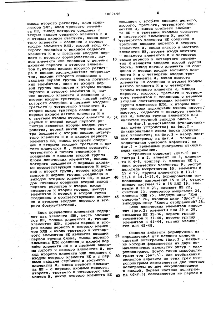 Устройство для отображения информации на экране электронно- лучевой трубки (патент 1067496)