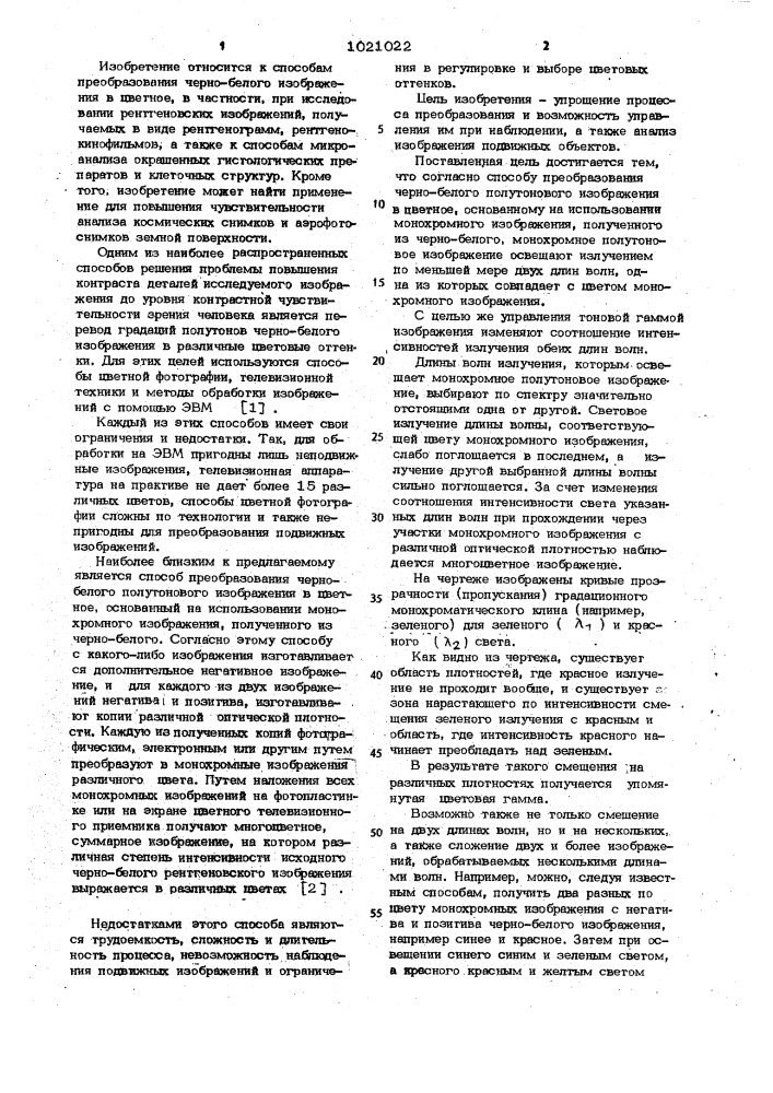 Способ преобразования черно-белого полутонового изображения в цветное (патент 1021022)