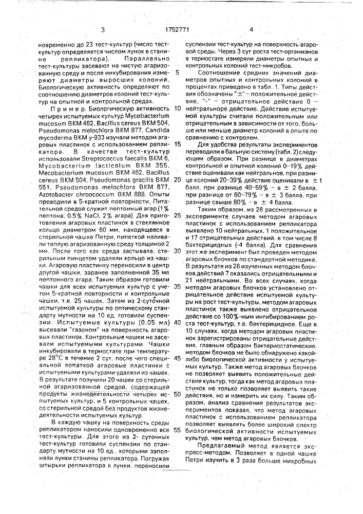 Способ определения биологической активности культуры микроорганизмов (патент 1752771)