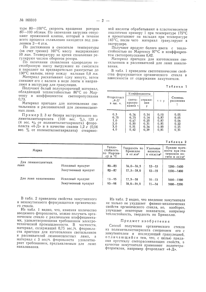Способ получения органического стекла (патент 160310)