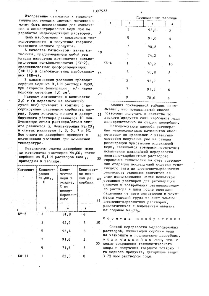 Способ переработки медьсодержащих растворов (патент 1397522)