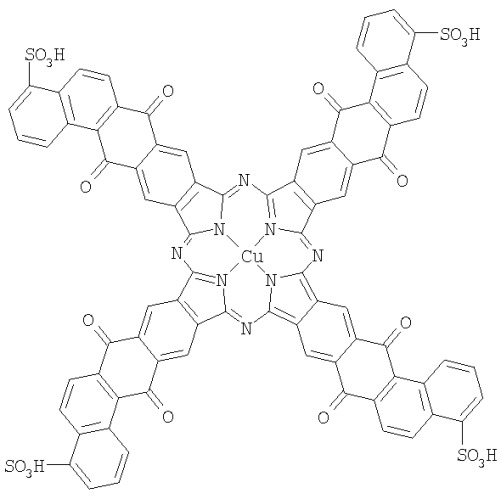 Тетра-[(10-сульфо)бензо[ ]]антрахинонопорфиразин меди (патент 2378303)