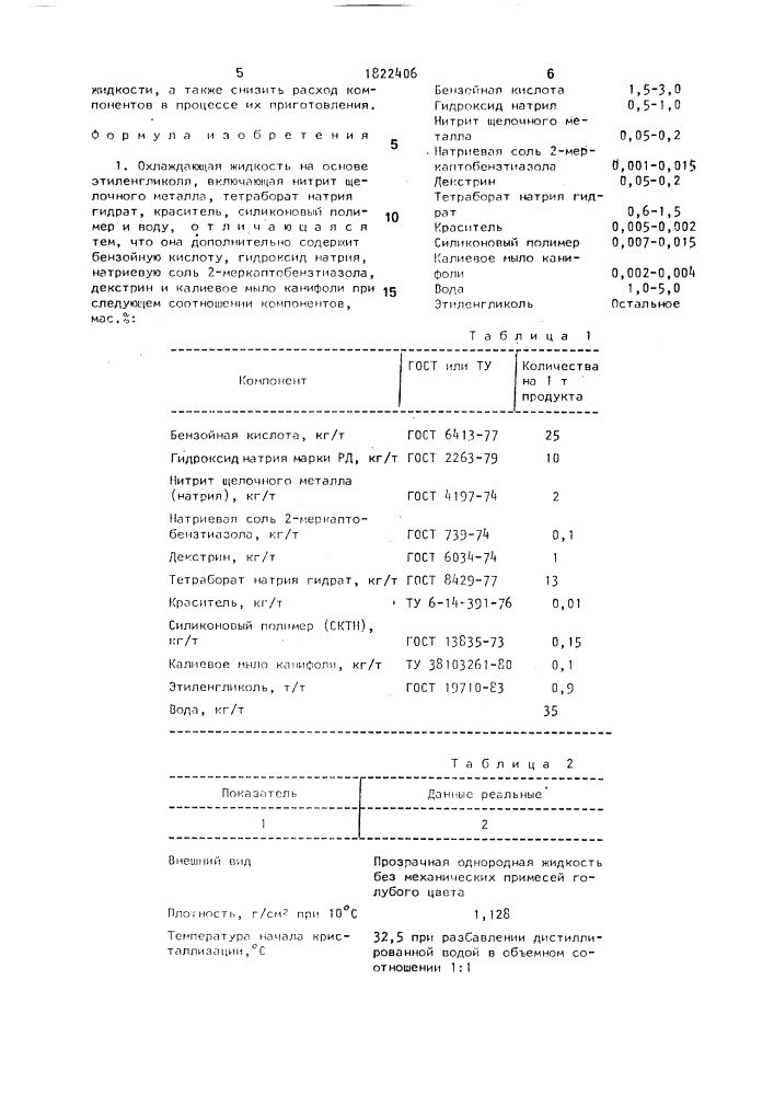 Охлаждающая жидкость (патент 1822406)