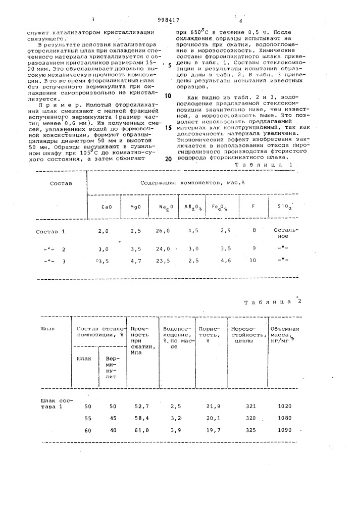 Стеклокомпозиция (патент 998417)