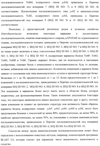 Способ получения l-треонина с использованием бактерии, принадлежащей к роду escherichia, в которой инактивирован оперон ycbponme (оперон ssueadcb) (патент 2392326)