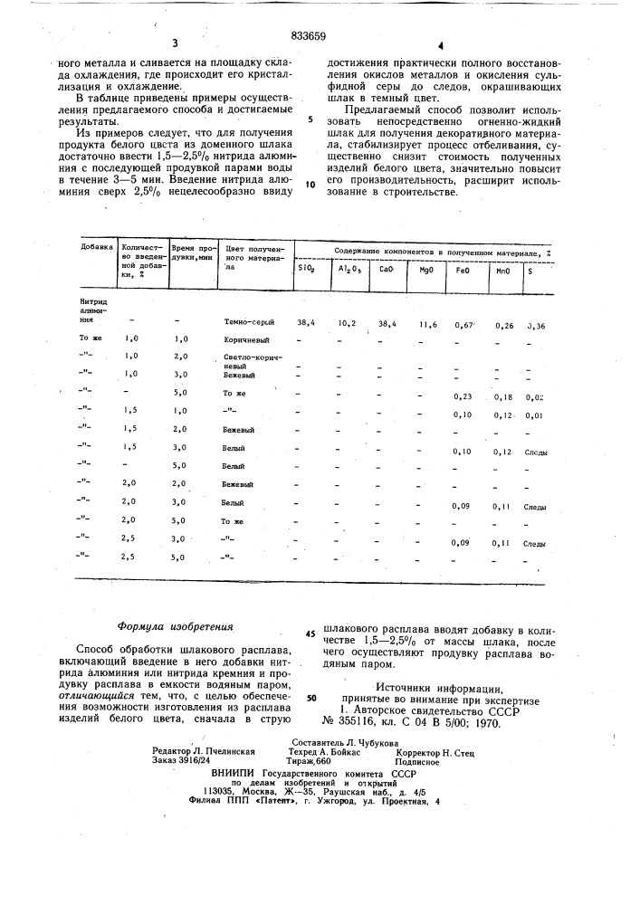 Способ обработки шлакового расплава (патент 833659)