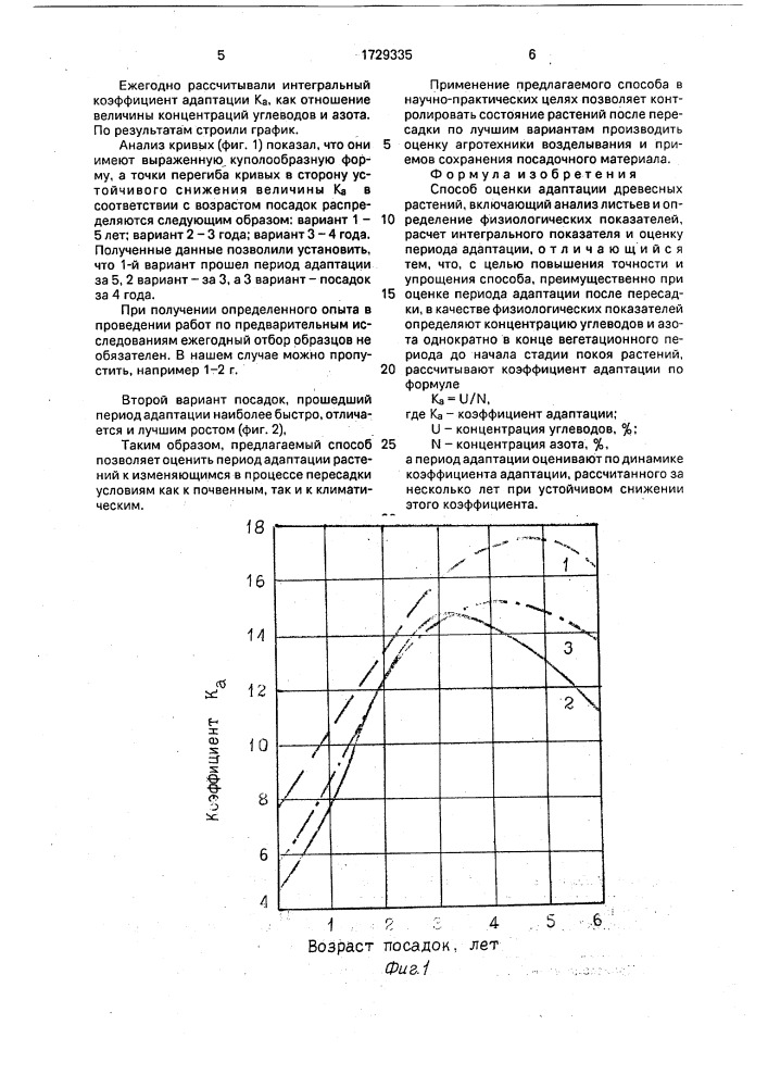 Способ оценки адаптации древесных растений (патент 1729335)