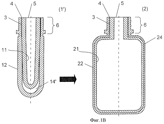 Составная упаковка &quot;bag-in-container&quot;, изготовленная способом выдувного формования, состоящая из внутреннего слоя и слоя, содержащего энергопоглощающие присадки; преформа для ее изготовления и способ для ее производства (патент 2463159)