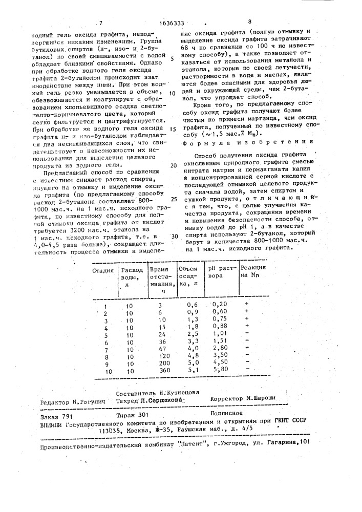 Способ получения оксида графита (патент 1636333)