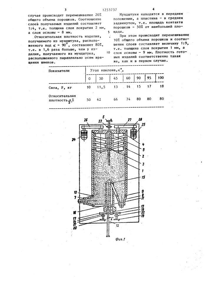 Устройство для прессования двухслойных изделий из порошков (патент 1253737)