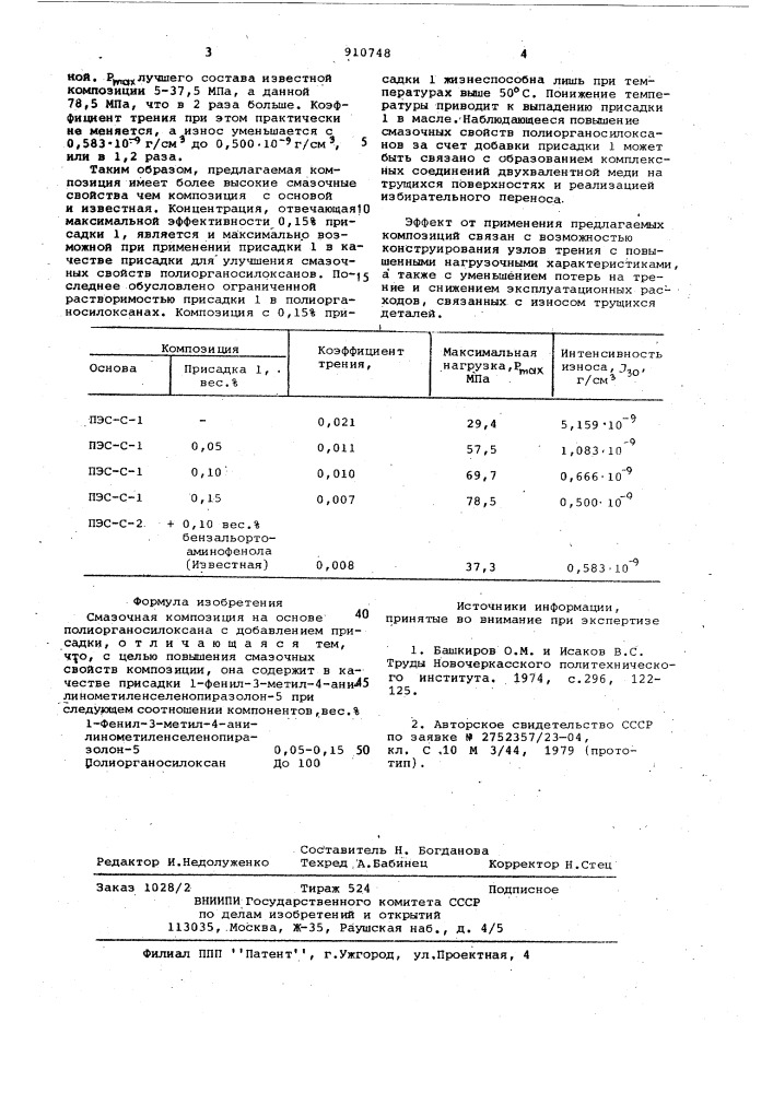 Смазочная композиция (патент 910748)