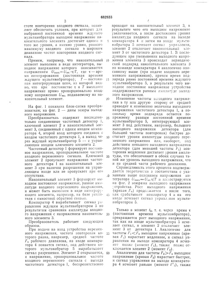 Линейный преобразователь амплитуды переменного напряжения (патент 682833)