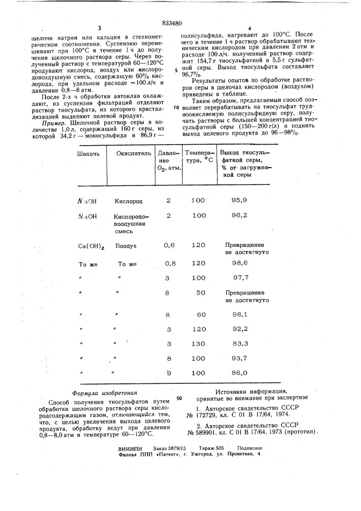 Способ получения тиосульфатов (патент 833480)