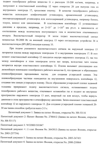 Устройство для создания барьерной пленки, способ создания барьерных пленок и контейнер с покрытием барьерной пленкой (патент 2434080)