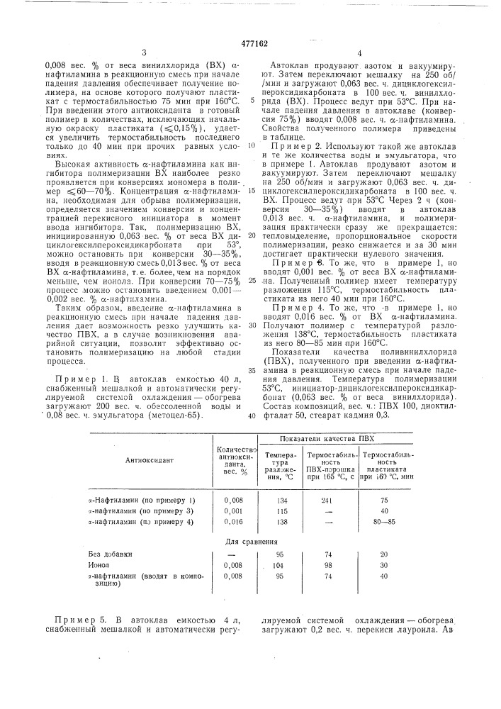 Способ получения поливинилхлорида (патент 477162)