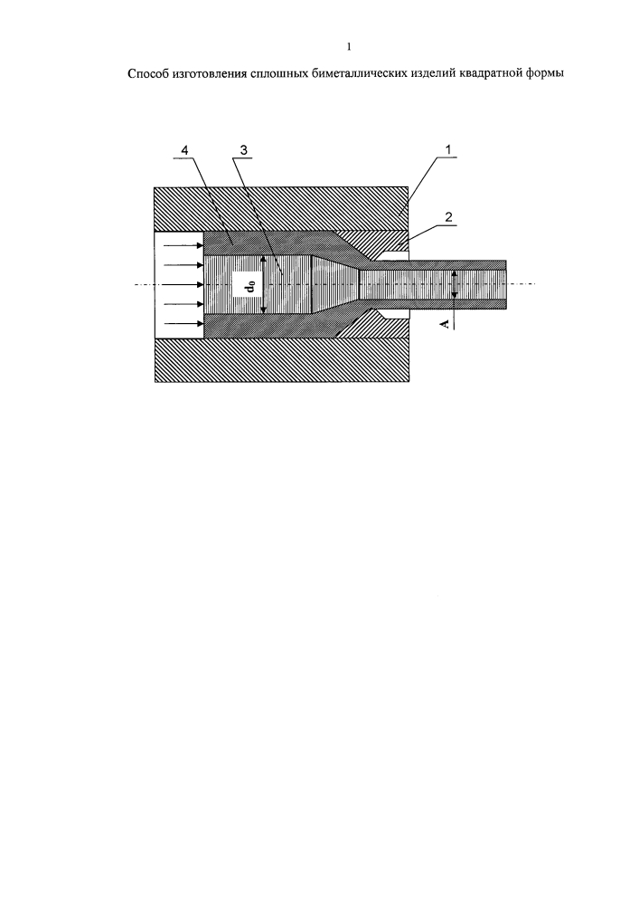 Способ изготовления сплошных биметаллических изделий с сечением квадратной формы (патент 2618589)