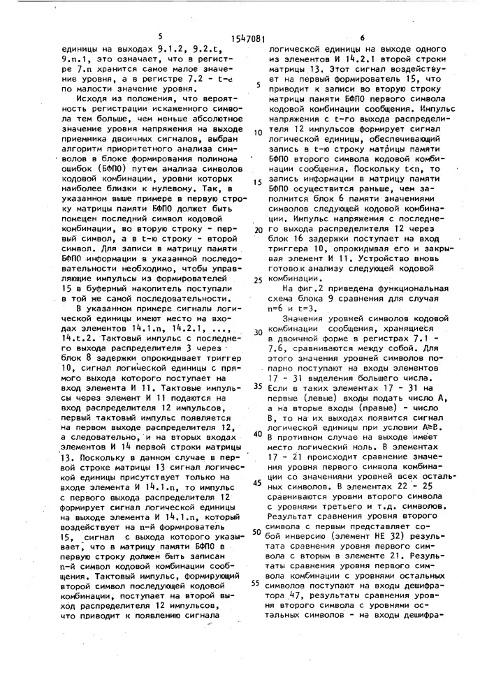 Устройство для исправления ошибок (патент 1547081)
